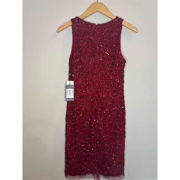Adrianna Papell Women's Sequined Cowl Neck Sheath Dress Red Size 4​ - Picture 10 of 13